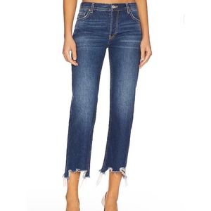 Free People Jeans Women Size 26 Maggie Mid Rise Straight Leg Button Fly Distress